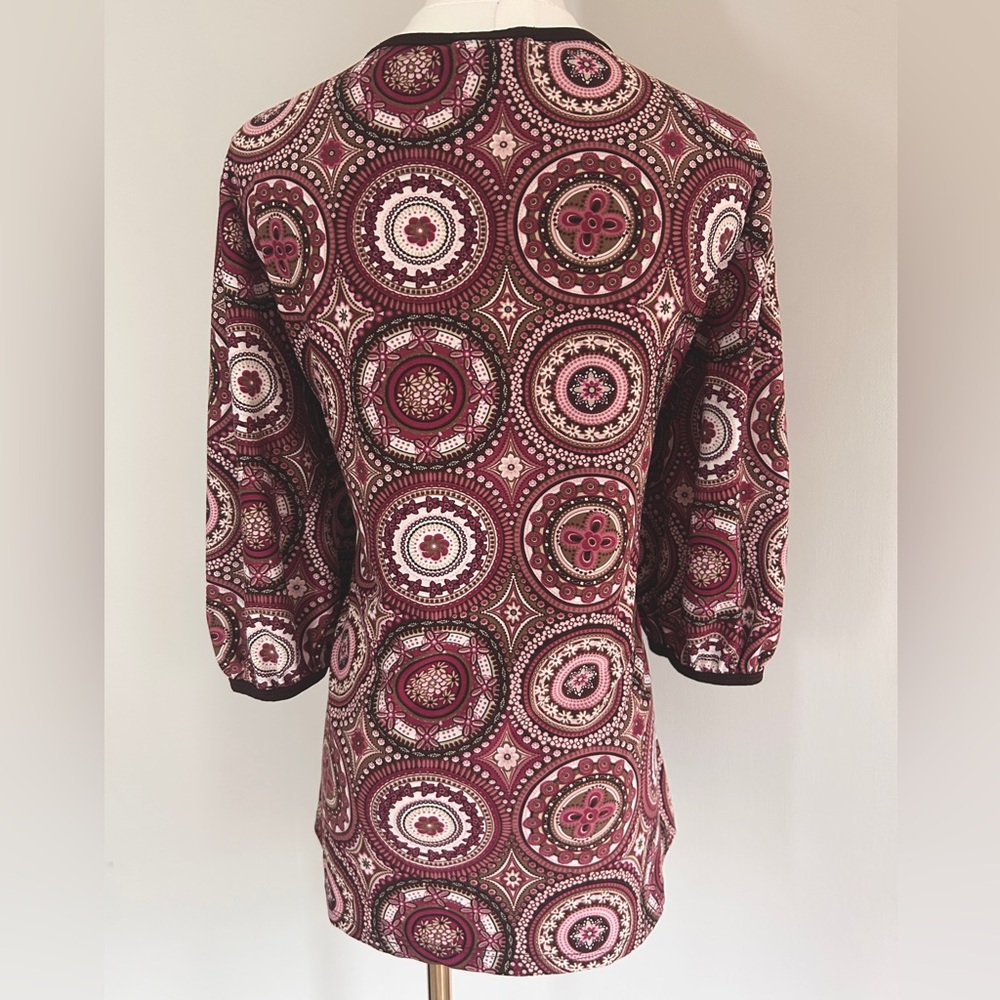 VINTAGE Y2K Babydoll Milkmaid Brown Burgundy Blouse Top Boho Retro Preppy Sz XL - Picture 10 of 11